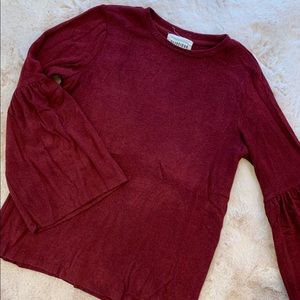 Maroon Balloon Sleeve Sweater